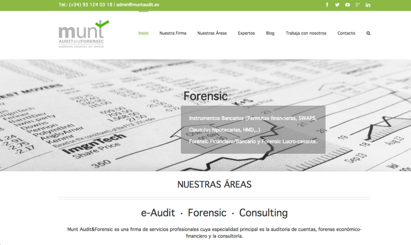 Portfolio de trabajos- página web muntauditandforensic.es desarrollada por la agencia de marketing y comunicación Cromek System